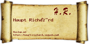 Haupt Richárd névjegykártya